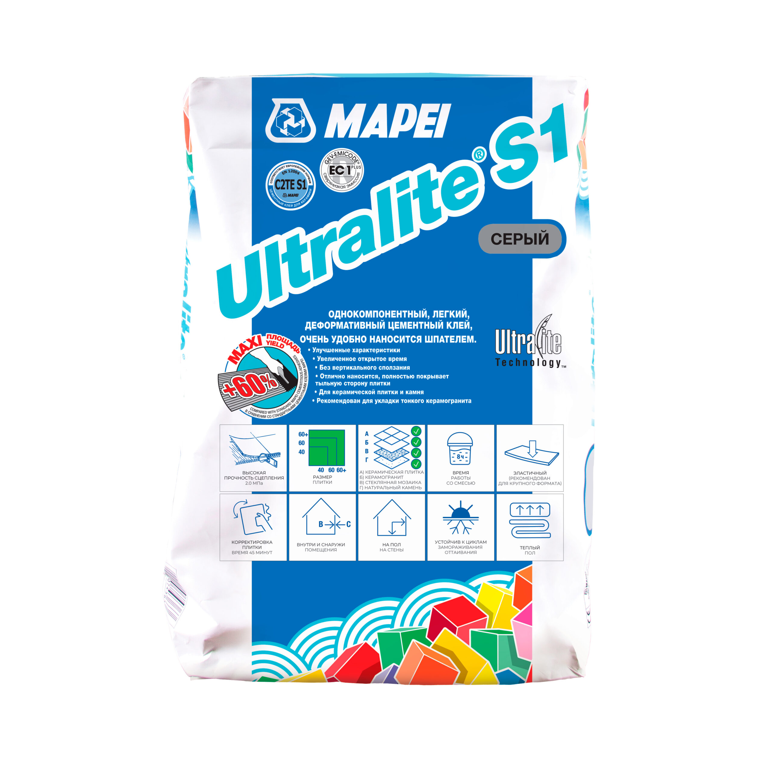 Эластичный цементный клей ULTRALITE S1
